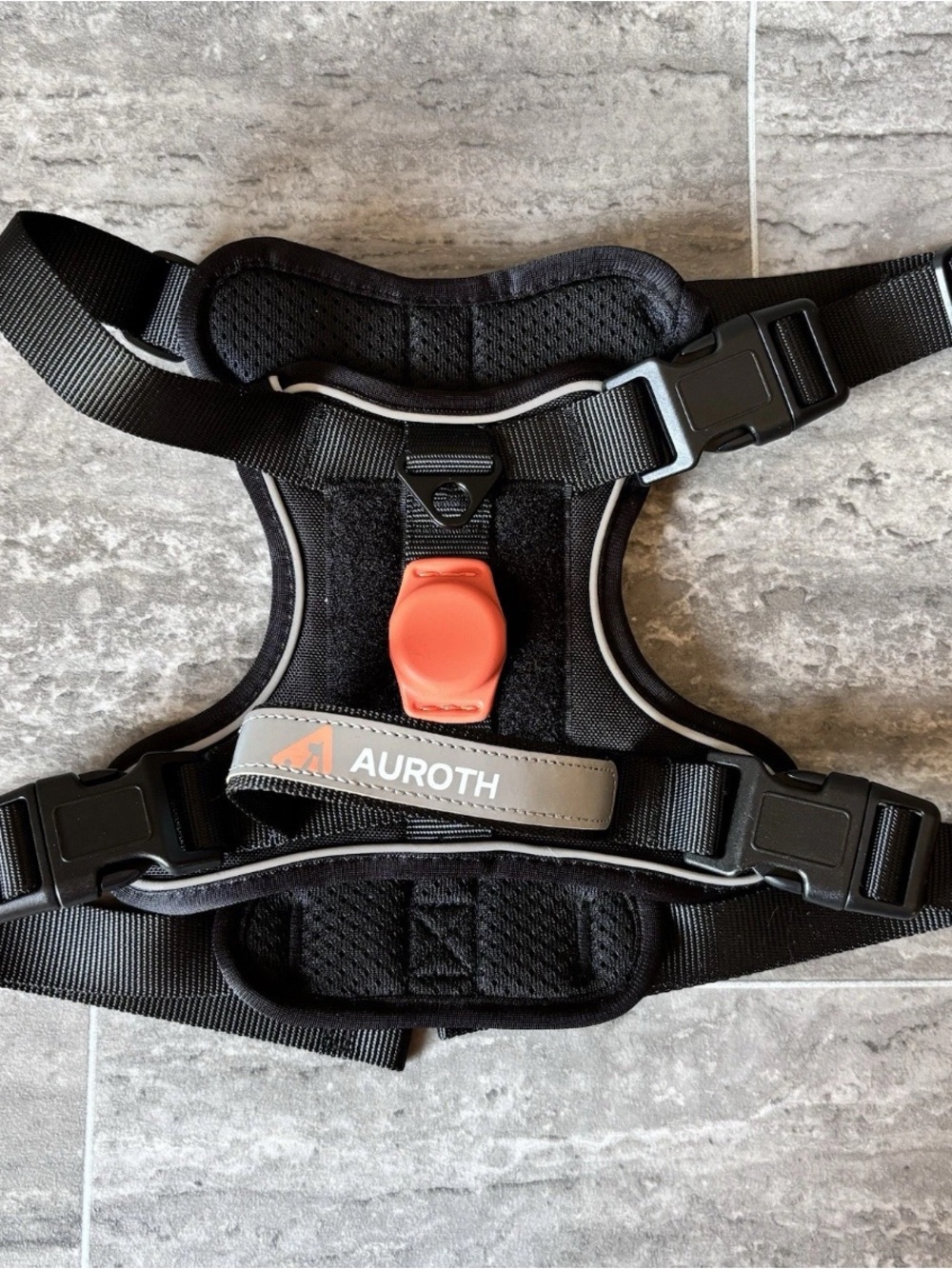 Auroth Tactical Dog Harness Large Black Reflective No Pull AirTag Holder